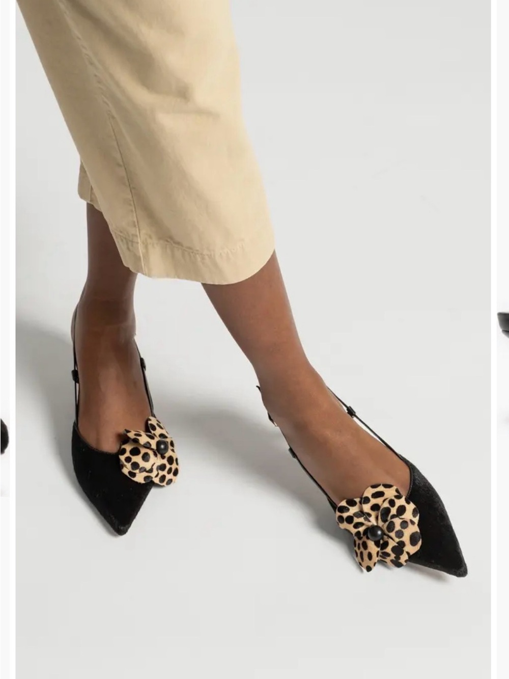 Frances Valentine Flower Genuine Calf Hair Kitten Heel Slingback Pump Size 6.5